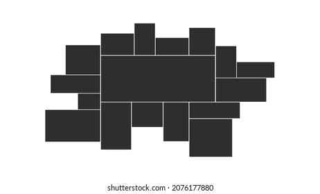 Vector empty photo frame. Collage template for 17 pictures. Frames for memory.