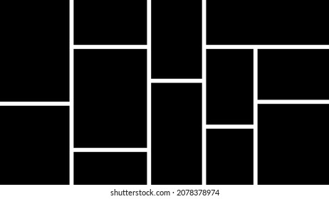 Vector empty photo frame. Collage template for 12 pictures. Frames for memory.