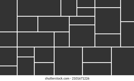 Vector empty photo frame. Collage template for 27 pictures. Frames for memory.