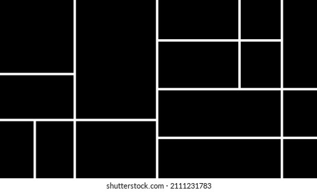 Vector empty photo frame. Collage template for 15 pictures. Frames for memory.