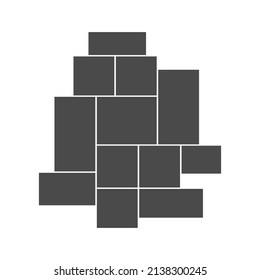 Vector empty photo frame. Collage template for 12 pictures. Frames for memory.