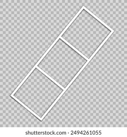 Vector empty photo frames with shadow isolated on transparent background. Template mockup photo design.