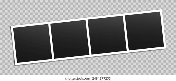 Vector empty photo frames with shadow isolated on transparent background. Template mockup photo design.