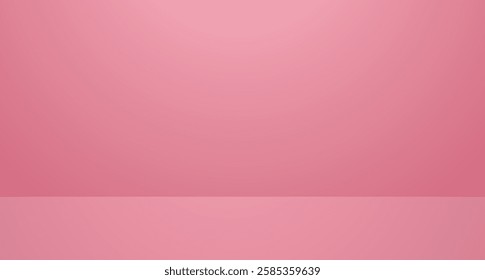 Vector empty pink room or studio background. Blank studio space with soft light. Design template