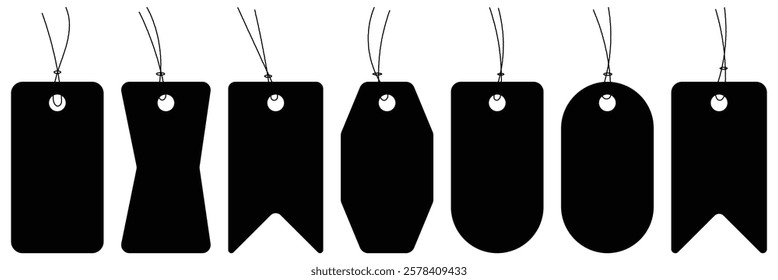 Vector empty price tags. Black price tags. Set of blank prize tag. Vector illustrator. 