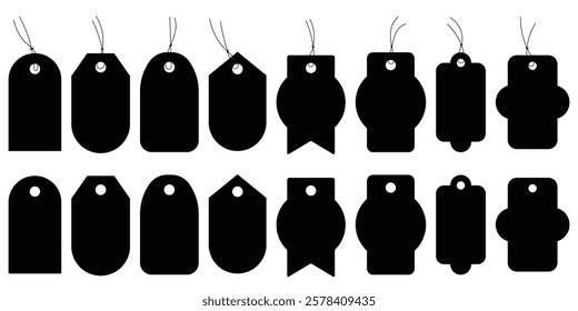 Vector empty price tags. Black price tags. Set of blank prize tag. Vector illustrator. 