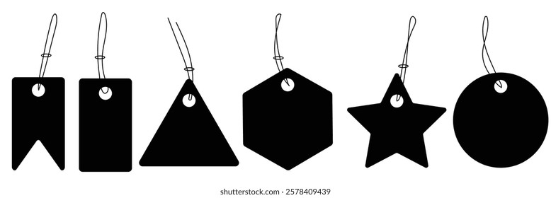 Vector empty price tags. Black price tags. Set of blank prize tag. Vector illustrator. 