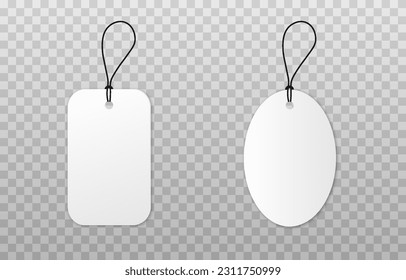 Vector empty price tags. White price tags png. Template of price tags, labels, tags png. Paper discounts on an isolated transparent background.