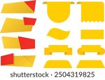 Vector empty price tags. Yellow price tags png. Template of price tags, labels, tags png. Paper discounts on an isolated transparent background, Coupon set, coupons, discount coupon, gift voucher.