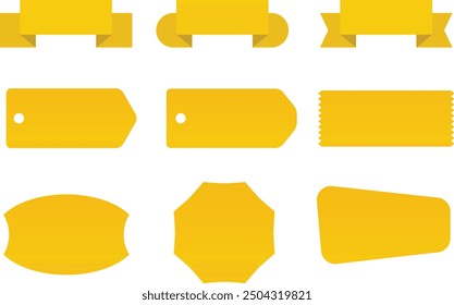 Vector empty price tags. Yellow price tags png. Template of price tags, labels, tags png. Paper discounts on an isolated transparent background, Coupon set, coupons, discount coupon, gift voucher.