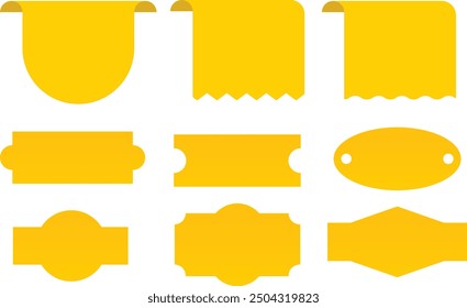 Vector empty price tags. Yellow price tags png. Template of price tags, labels, tags png. Paper discounts on an isolated transparent background, Coupon set, coupons, discount coupon, gift voucher.