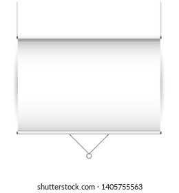 Vector empty prjection screen, vector realistic illustration isolated on white background