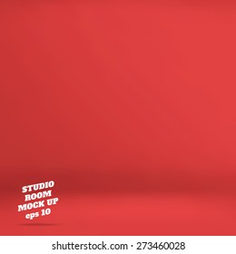 Vector : Empty Red Studio Room Background ,Template Mock Up For Display Of Product,Business Backdrop