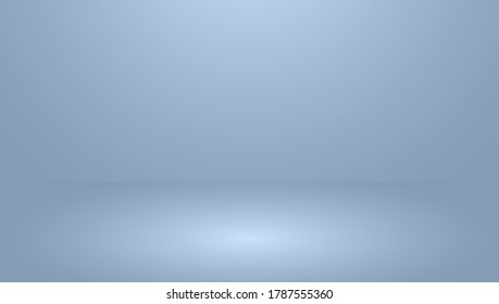 Vector empty room, studio mock up, product display with blue grey color gradient background.
