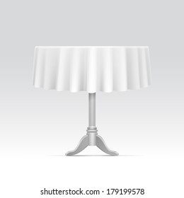 Vector Empty Round Table with Tablecloth Isolated on White Background