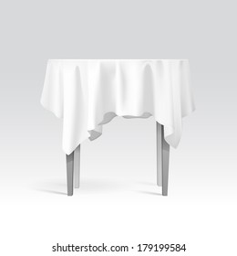 Vector Empty Round Table with Tablecloth Isolated on White Background