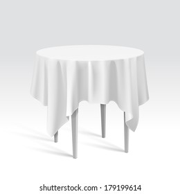 Vector Empty Round Table with Tablecloth Isolated on White Background