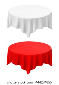 Vector Empty Round Table with Tablecloth Isolated on White Background