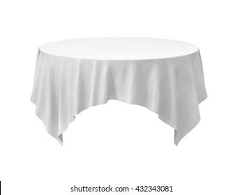 Vector Empty Round Tablecloth Isolated on White Background