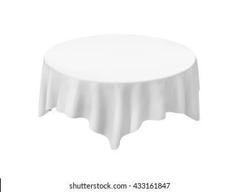 Vector Empty Round Tablecloth Isolated on White Background