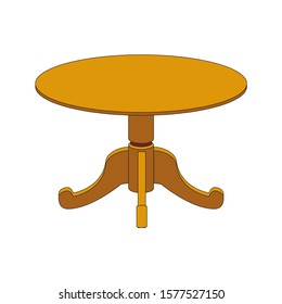 Vector Empty Round Wood Table Isolated on White Background
