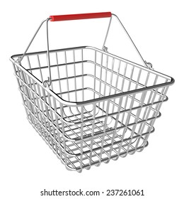 Vector empty shopping basket on white background