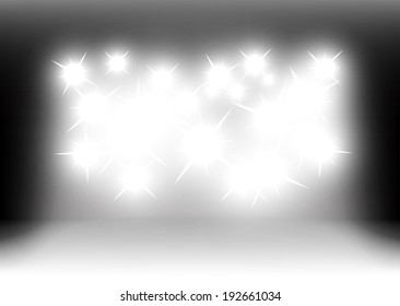Vector empty sparkles in space background - Abstract stag lights in empty room background illustration