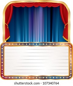 vector empty stage with blank billboard