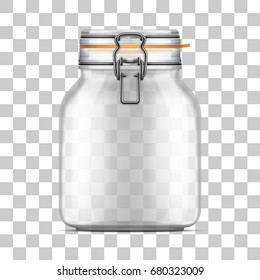 Vector empty Swing Top Bale Jar with a rubber gasket isolated on transparent background. Realistic illustration.