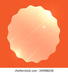 Vector empty transparent glass with a sticker or can be used as a price tag. glass shade of the background color vary