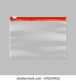 Vector empty transparent plastic zipper slider bag illustration 