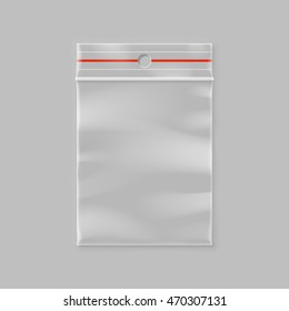 Vector empty transparent zipper bag illustration 