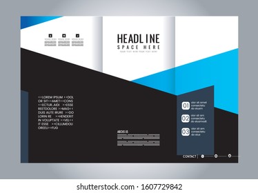 Vector empty tri-fold brochure print template design, trifold bright booklet or flyer
