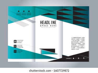 Vector empty tri-fold brochure print template design, trifold bright booklet or flyer
