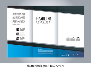 Vector empty tri-fold brochure print template design, trifold bright booklet or flyer
