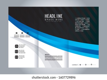 Vector empty tri-fold brochure print template design, trifold bright booklet or flyer
