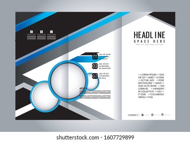 Vector empty tri-fold brochure print template design, trifold bright booklet or flyer
