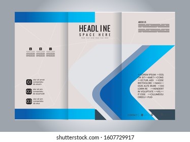 Vector empty tri-fold brochure print template design, trifold bright booklet or flyer
