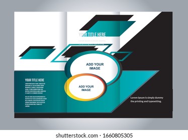 Vector empty tri-fold brochure print template design, trifold bright violet booklet or flyer
