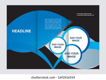 Vector empty tri-fold brochure print template design, trifold booklet or flyer
