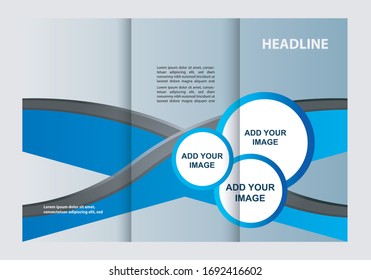 Vector empty tri-fold brochure print template design, trifold booklet or flyer
