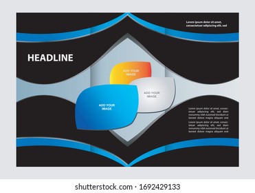Vector empty tri-fold brochure print template design, trifold bright booklet or flyer
