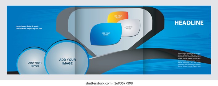 Vector empty tri-fold brochure print template design, trifold booklet or flyer
