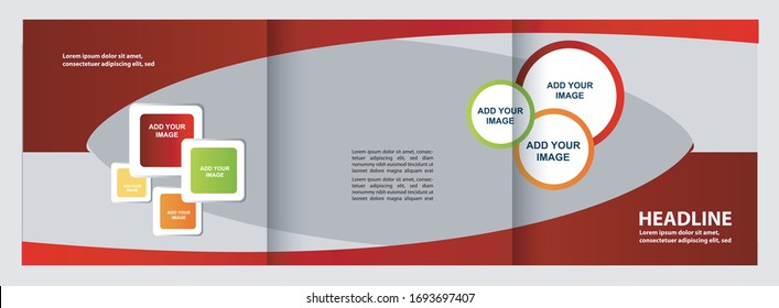 Vector empty tri-fold brochure print template design, trifold booklet or flyer
