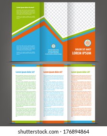 Vector empty trifold brochure print template design