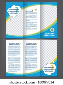Vector empty trifold brochure print template design