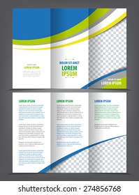 Vector empty tri-fold brochure print template design, trifold bright booklet or flayer