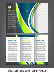 Vector empty tri-fold brochure print template design, trifold bright booklet or flayer