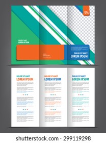 Vector empty tri-fold brochure print template design, trifold bright booklet or flayer