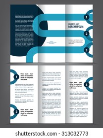 Vector empty tri-fold brochure print template design, trifold bright booklet or flyer